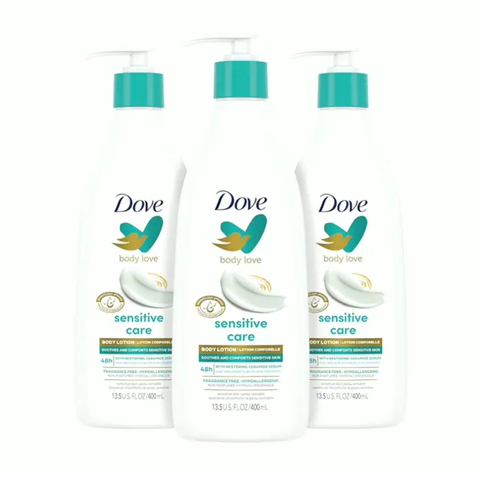 Dove's Sensitive Care Body Pack of 3 including Ceramide Serum