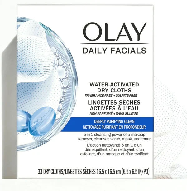 Olay's 2-in-1 Facial Cleaning Cloths, 33 Count, Pack of 4
