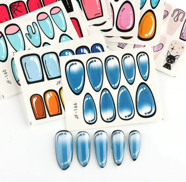 12Pcs Vibrant French Nail Stickers Comic Nail Water Decals