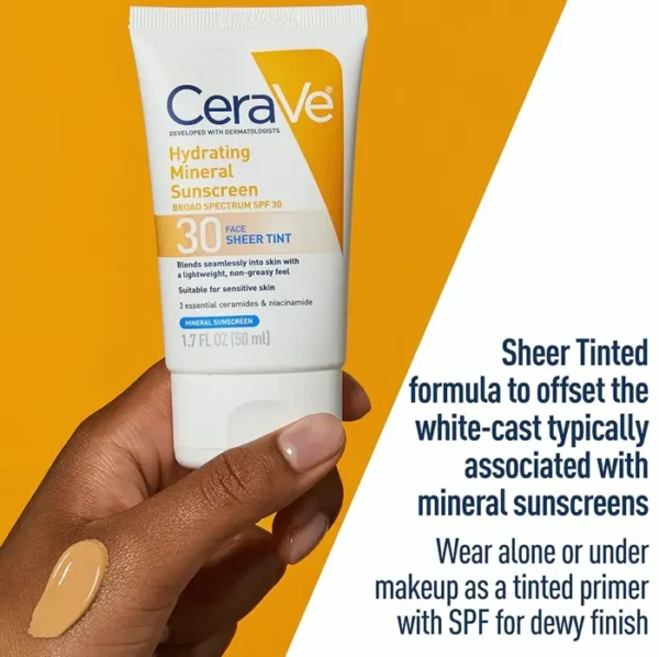 CeraVe hydrating mineral sunblock with sheer tint, SPF 30, 1.7 oz