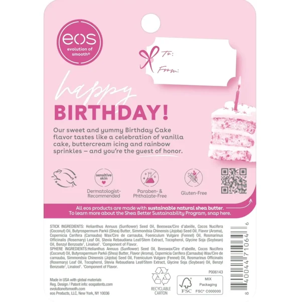 EOS Shea Lip Balm - Celebration Flavor, 0.39 oz