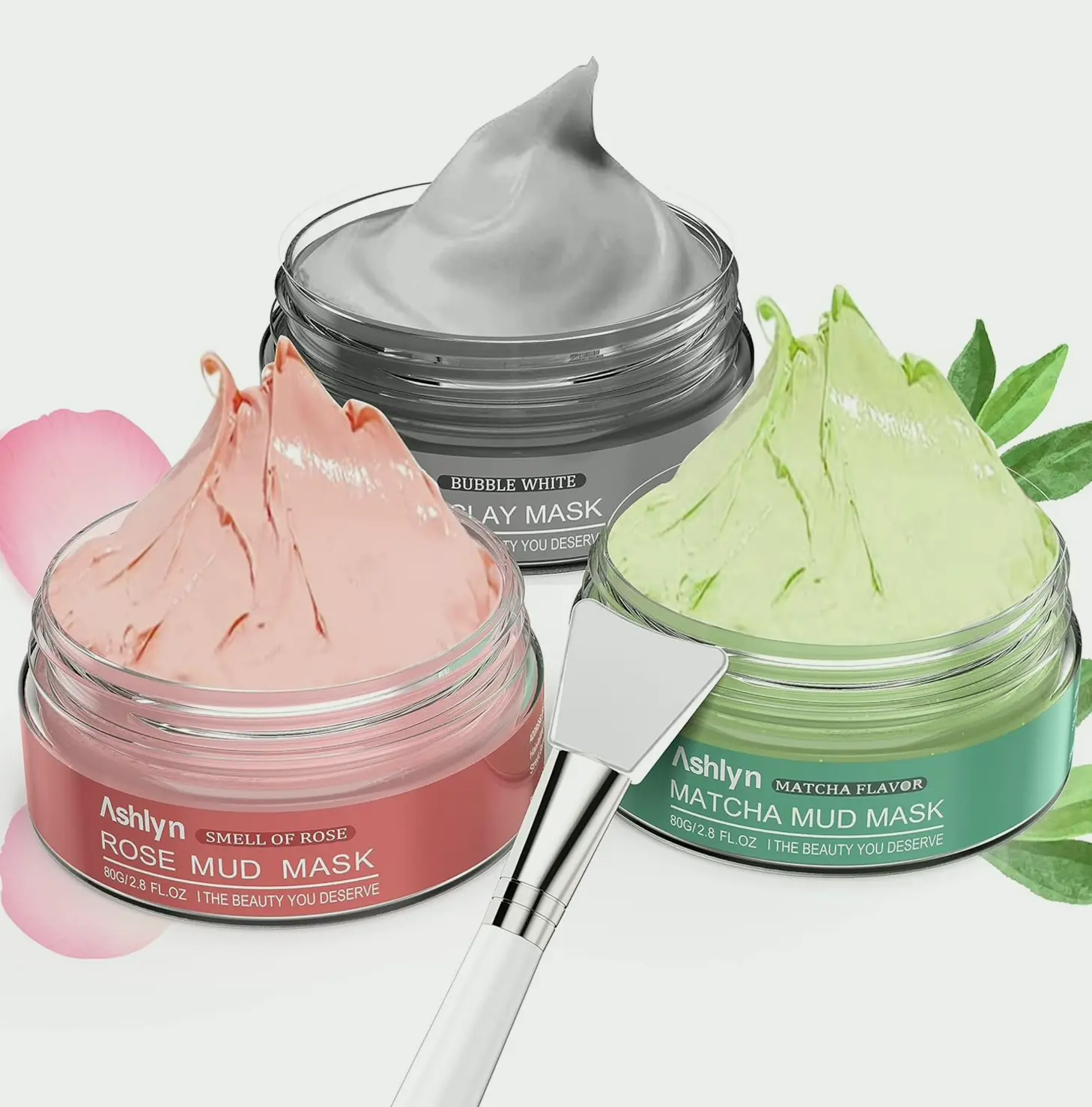 Ashlyn's 3 Piece Facial Masking Kit, Green Tea Floral Skin Masking Skincare