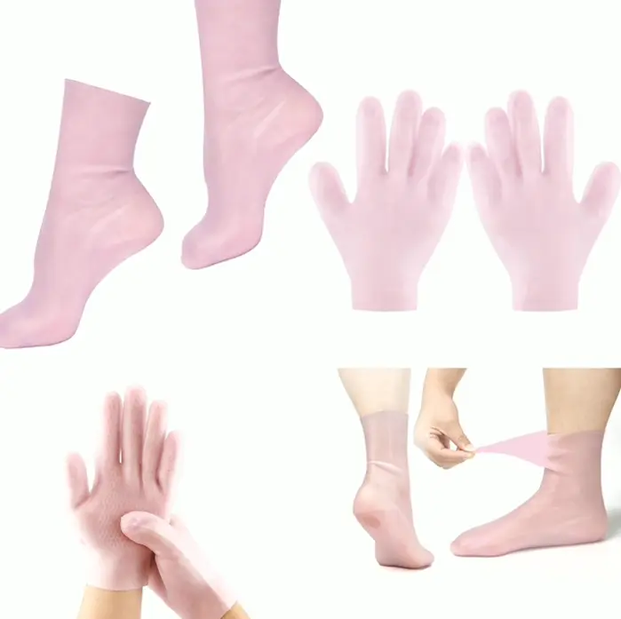 Hydrating Booties & Handwear Set with Silicone Aloe Rose