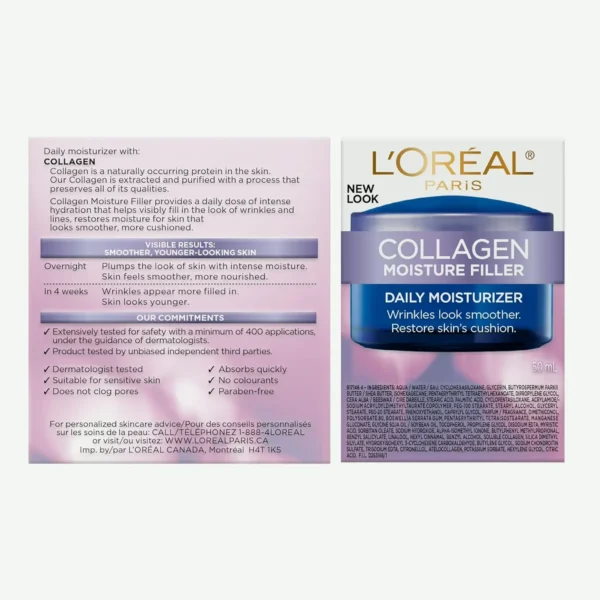 Loreal Collagen Face Moisturizer, Reduce Wrinkles, 1.7 Bottle