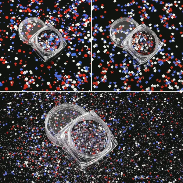 12 Packs Independence Day Nail Shimmer Decoration