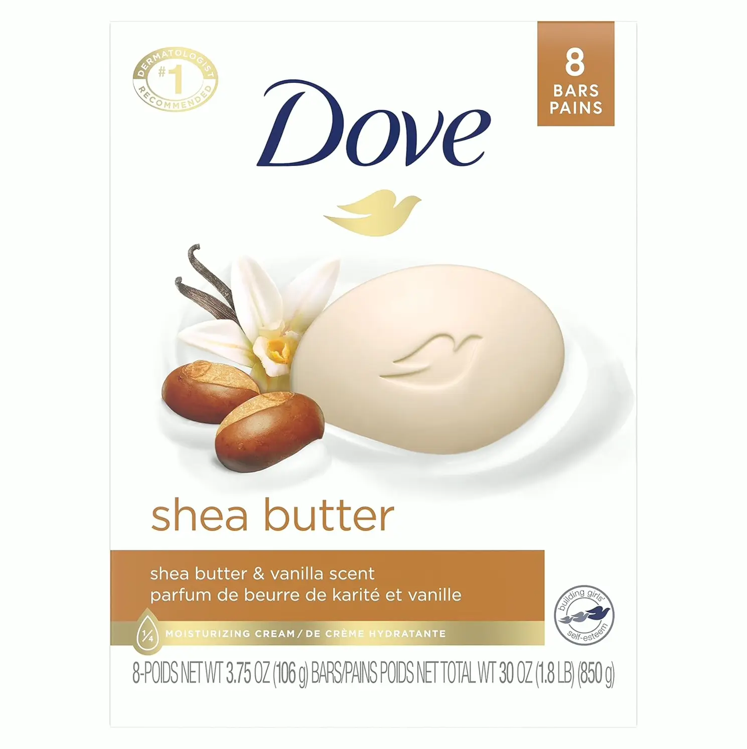 Dove's Shea Beauty Bar 8-Pack for Soft Skin