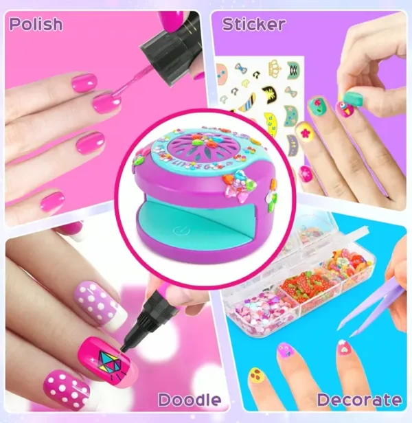 Girls Nail Set with Dryer & Art Decor