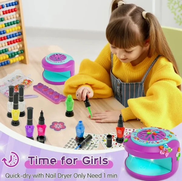 Girls Nail Set with Dryer & Art Decor