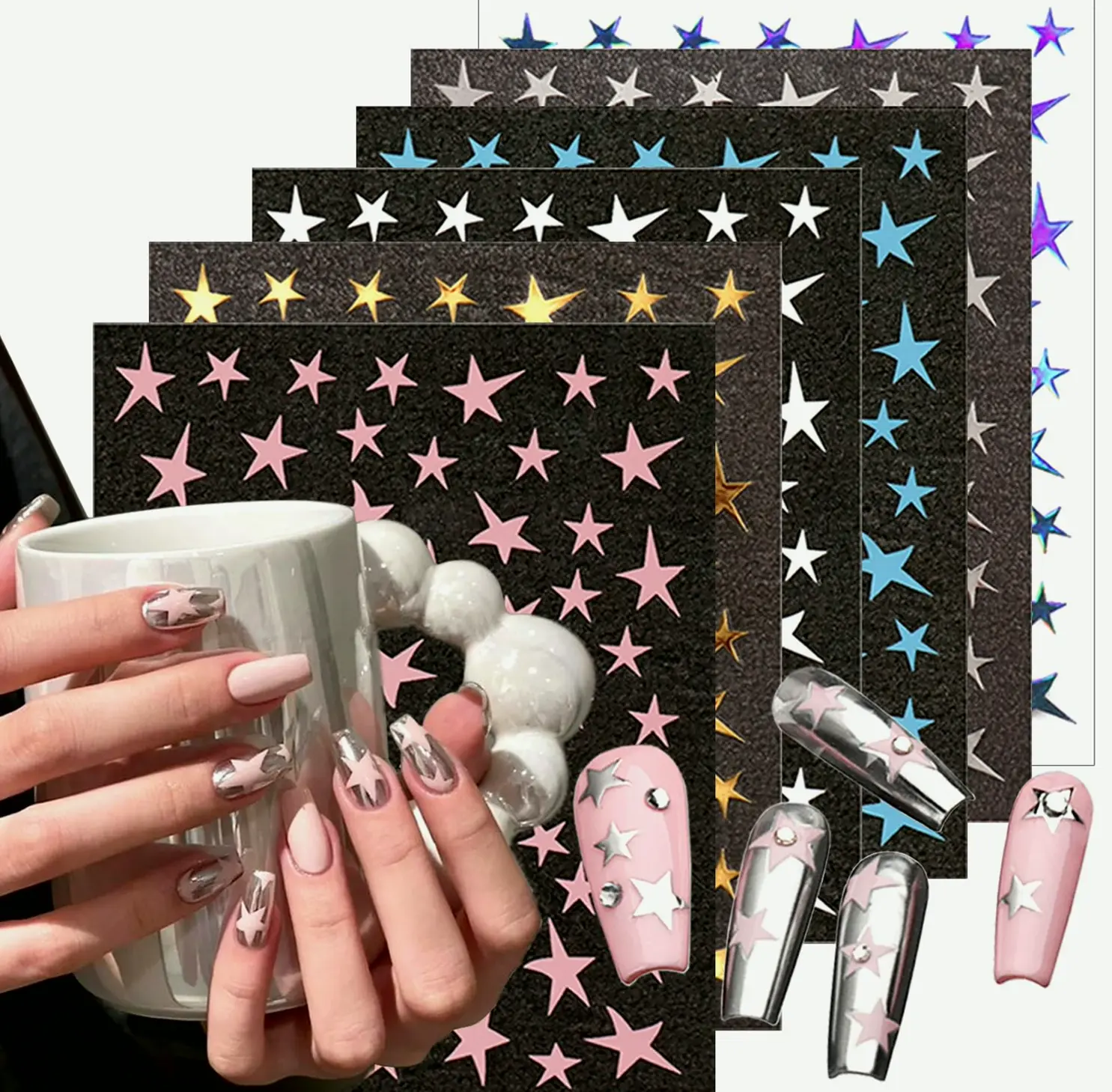 Set Metallic Nail Decals