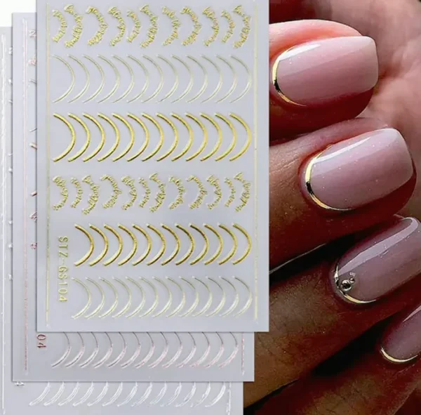 3D French Tip Nail Art Stickers