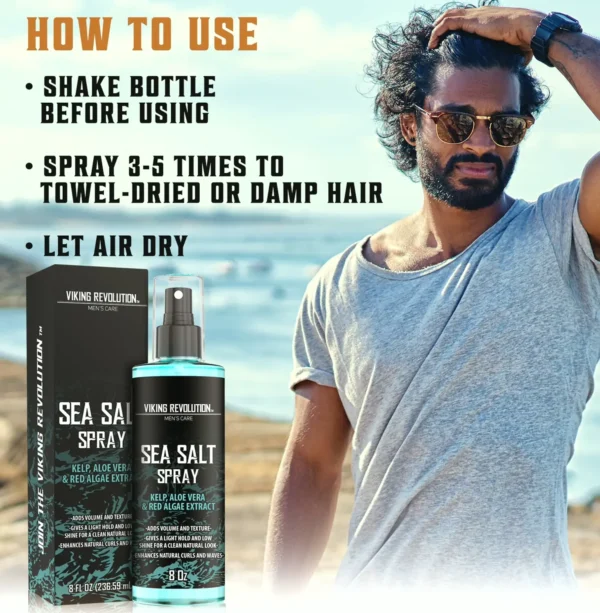 Norse Revolution Oceanic Salt Mist for Men's Hair - Kelp, Aloe Vera & Algae 8oz