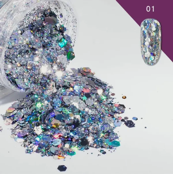 12 Colors Holographic Nail Glitter Bundle