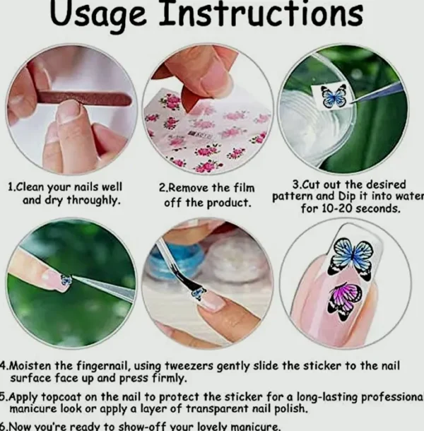 Adorable Cartoon 5D Manicure Stickers - 3 Sheets