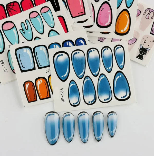 12Pcs Vibrant French Nail Stickers Comic Nail Water Decals