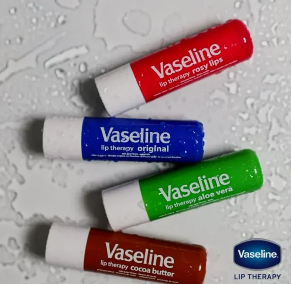Vaseline's Lip Balm Variety 4-Set – Cocoa Butter + Aloe Vera Moisturizing Lip Balm containing Vit E, 0.16 Oz Ea