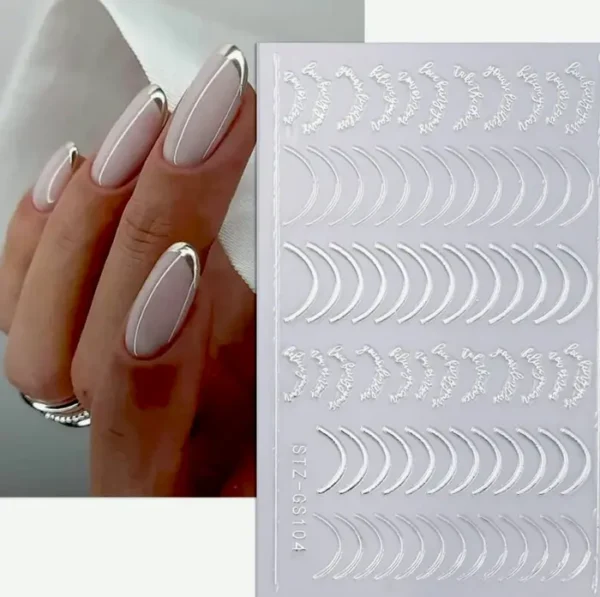 3D French Tip Nail Art Stickers