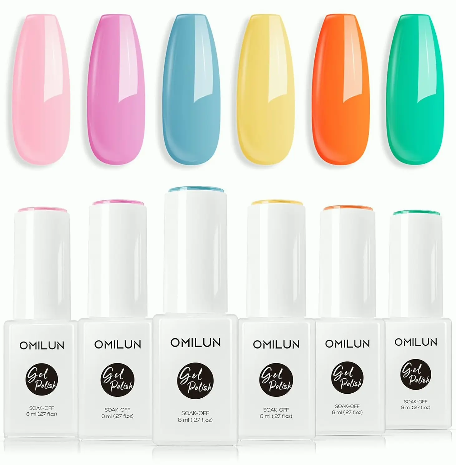 Summer Gel Nail Kit, 6 Pastel Colors