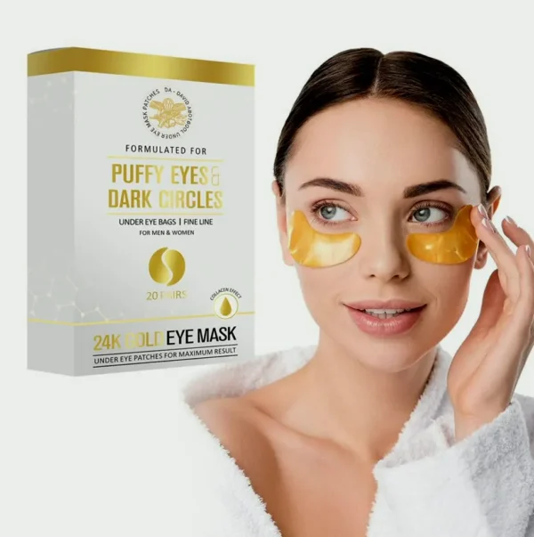 Eye Masks (Pack of 20 Pairs) - Golden Eye Treatment with Amino Acid & Protein, Eye Care for Aging, Puffy Eyes & Dark Circles, Skin Care Treatment for Males & Women