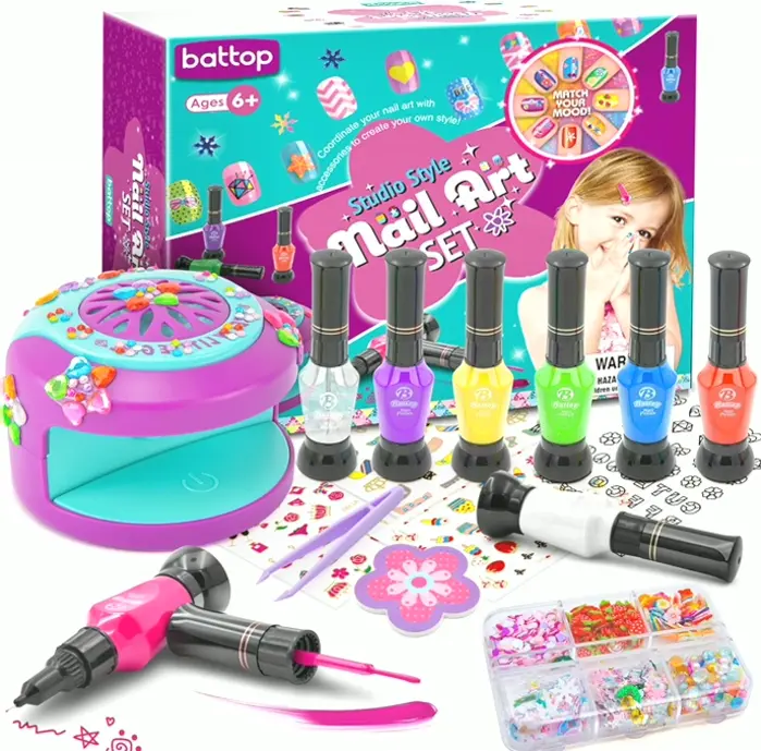 Girls Nail Set with Dryer & Art Decor