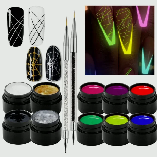 10 Colors Luminous Web Gel Nail Kit
