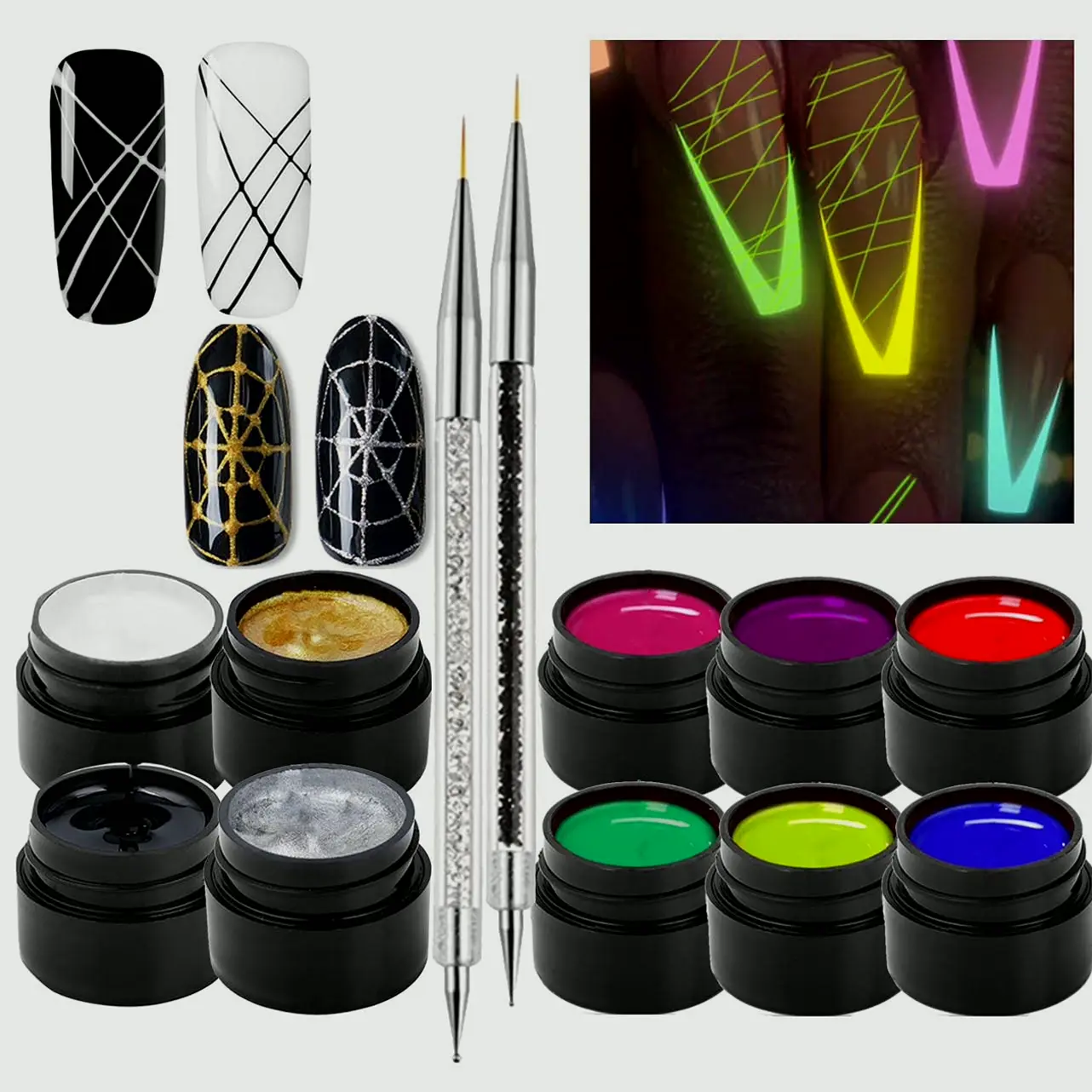 10 Colors Luminous Web Gel Nail Kit