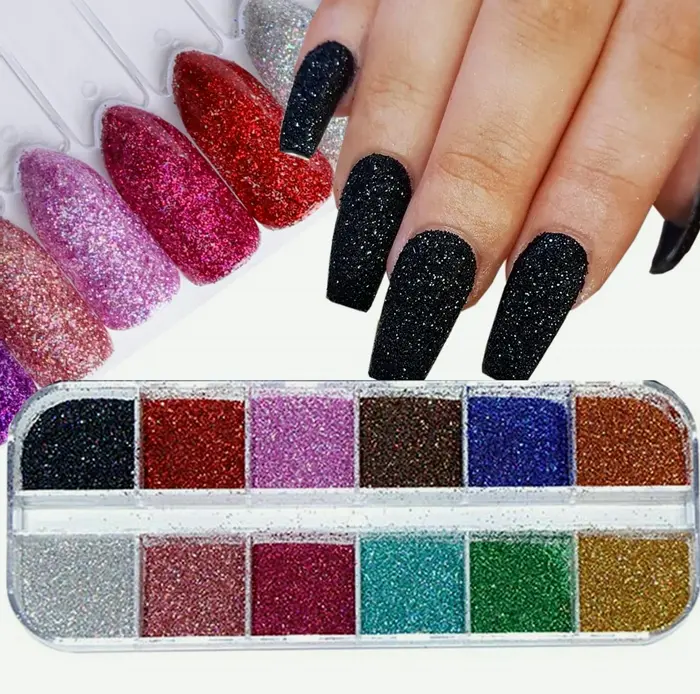12 Shades Laser Holographic Nail Glitter