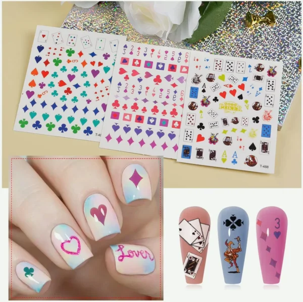 EBANKU 10 Pieces Poker Nail Art Decals