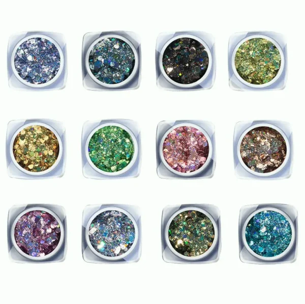 12 Colors Holographic Nail Glitter Bundle