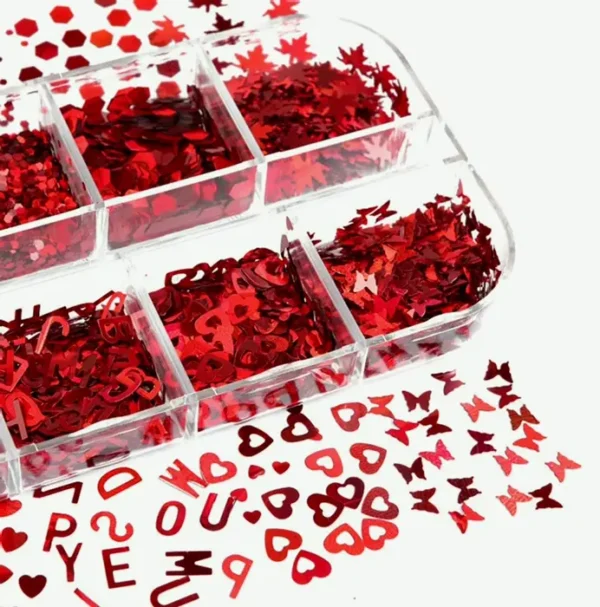 Shimmering Heart Nail Art Glitter Sequins, Valentine's Nail Paillettes Decorations