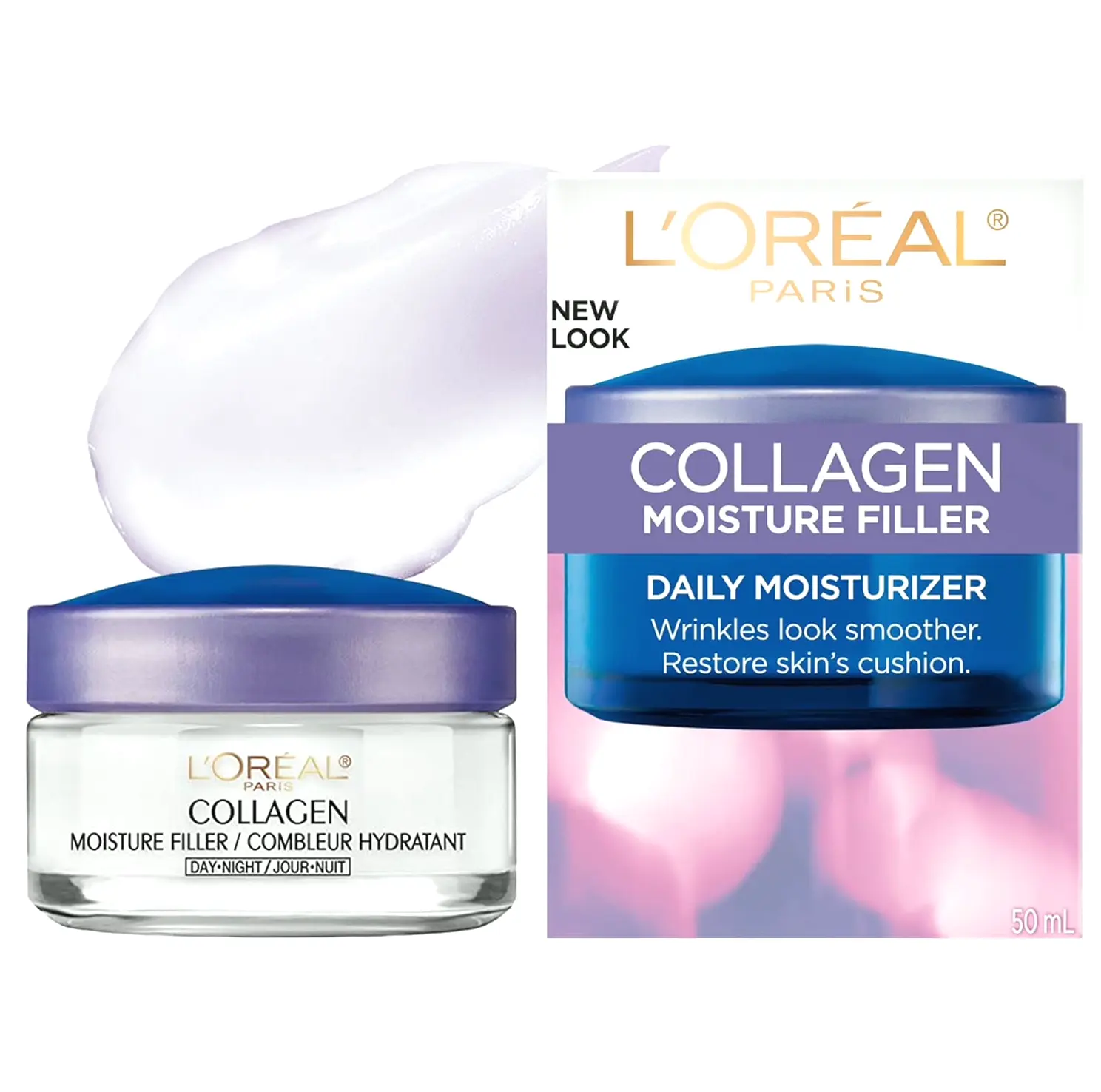 Loreal Collagen Face Moisturizer, Reduce Wrinkles, 1.7 Bottle