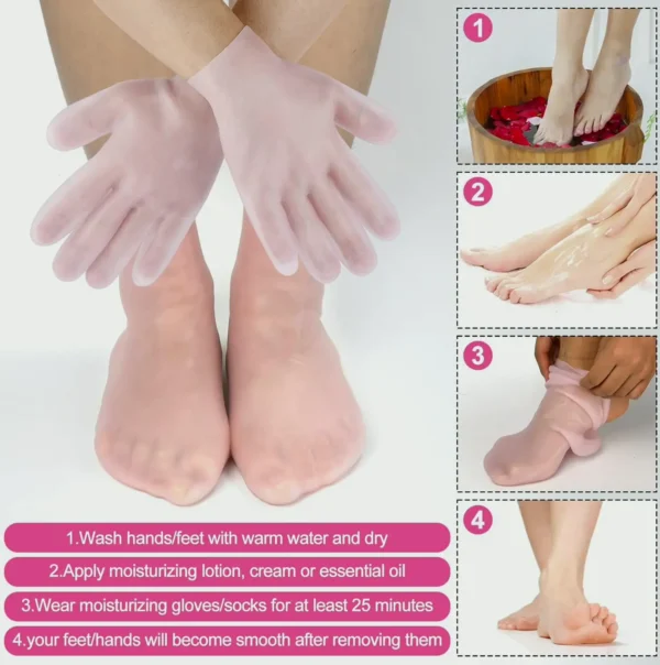 Hydrating Booties & Handwear Set with Silicone Aloe Rose