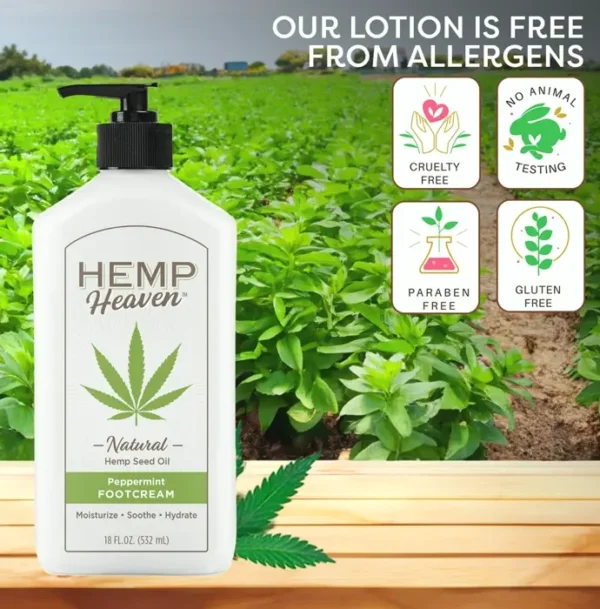 Peppermint Foot Lotion with Hemp Seed Oil - Moisturizing Treatment for Dry Feet