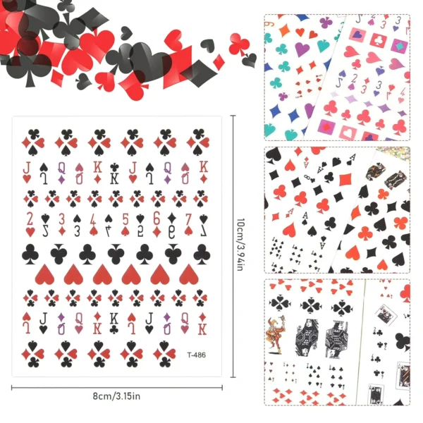 EBANKU 10 Pieces Poker Nail Art Decals