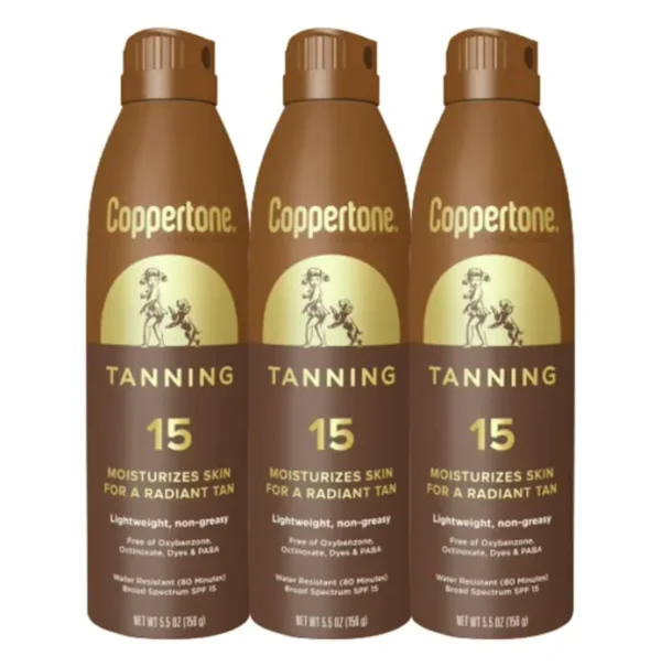 Coppertone Tanning Sun Protection Mist, Water Resistant, Five Oz, Set of 3