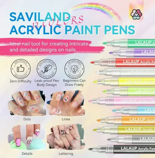 Saviland's 12 Colors Nail Art Pens Set