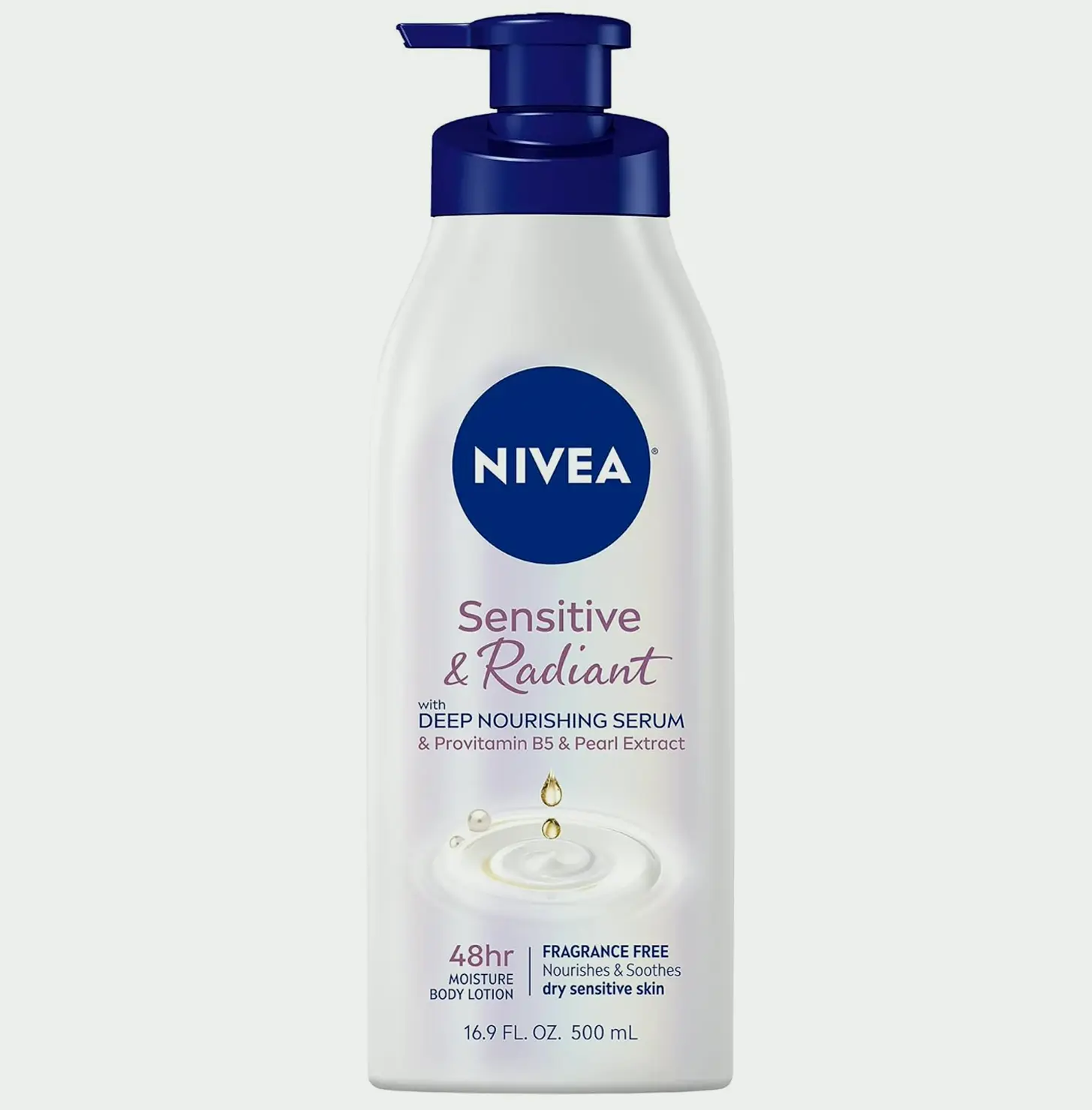 NIVEA Sensitive and Brightening Body Moisturizer, Fragrance-Free, 16.9 Fl Oz