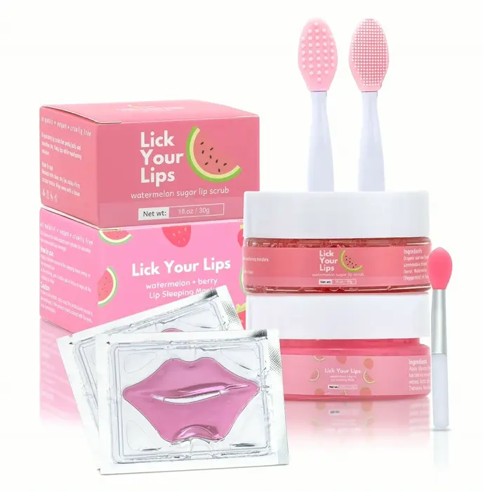 6-in-1 Lip Therapy Set Including Mask, Lip Scrub, Silicone Brush