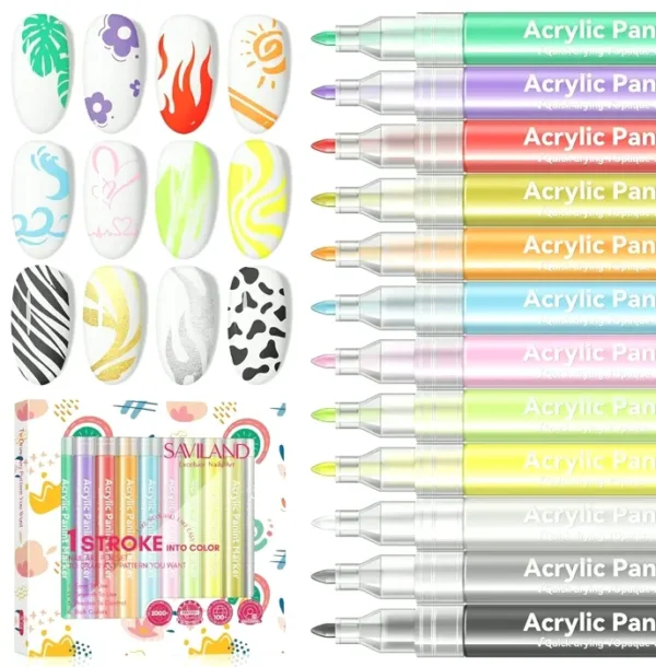 Saviland's 12 Colors Nail Art Pens Set