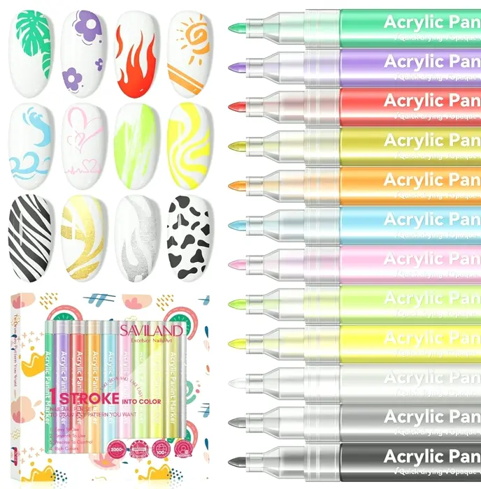 Saviland's 12 Colors Nail Art Pens Set
