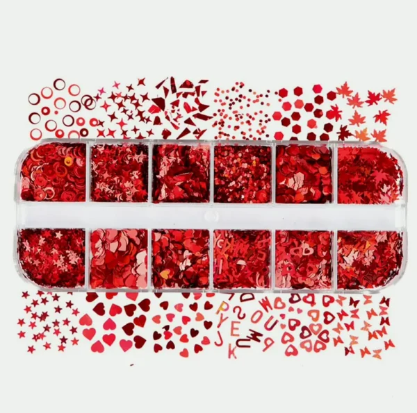 Shimmering Heart Nail Art Glitter Sequins, Valentine's Nail Paillettes Decorations
